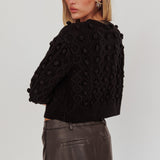 Tera Velvet Bow Cardigan Black