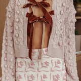 Tera Velvet Bow Cardigan Blush