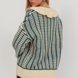 Rewrite Quarter Button Knit Sweater Emerald