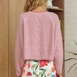 Early Snow Blanket Stitch Bow Cardigan Light Pink