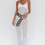 Take It Slow Lace Sequin Maxi Dress White