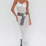 Take It Slow Lace Sequin Maxi Dress White