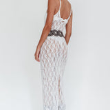 Take It Slow Lace Sequin Maxi Dress White