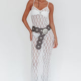 Take It Slow Lace Sequin Maxi Dress White