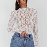 Angel Baby Long Sleeve Lace Top White