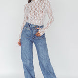 Angel Baby Long Sleeve Lace Top White