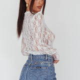 Angel Baby Long Sleeve Lace Top White