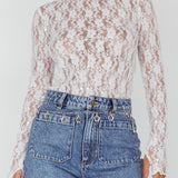 Angel Baby Long Sleeve Lace Top White
