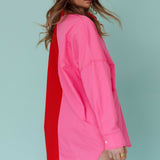 Blanca Long Sleeve Button-Up Shirt Pink/Red