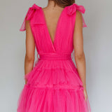 Lyra Spotted Tulle Mini Dress Hot Pink