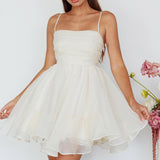 Elyse Pleated Bodice Party Dress Cream