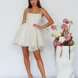 Elyse Pleated Bodice Party Dress Cream