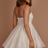 Elyse Pleated Bodice Party Dress Cream