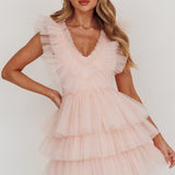 Froufrou Layered Tulle Mini Dress Blush