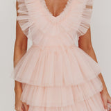 Froufrou Layered Tulle Mini Dress Blush