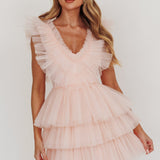 Froufrou Layered Tulle Mini Dress Blush