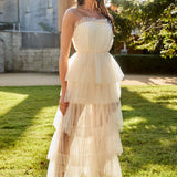 Written In The Stars Layered Tulle Maxi Dress Cream