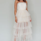 Written In The Stars Layered Tulle Maxi Dress Cream