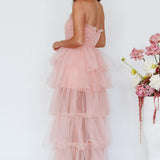 Written In The Stars Layered Tulle Maxi Dress Pink