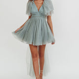 Star Power Tulle Train Mini Dress Pistachio