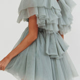 Star Power Tulle Train Mini Dress Pistachio