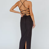 Ailani Lace-Up Back Maxi Dress Sparkle Black