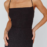 Ailani Lace-Up Back Maxi Dress Sparkle Black