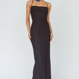 Ailani Lace-Up Back Maxi Dress Sparkle Black