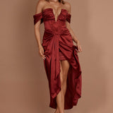 Mariesa Plunging Neckline Dress Red