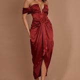 Mariesa Plunging Neckline Dress Red