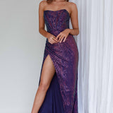 It's Fate Thigh Split Sequin Dress Navy Multi