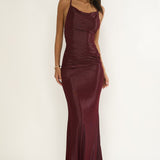 Oralia Criss-Cross Back Maxi Dress Burgundy
