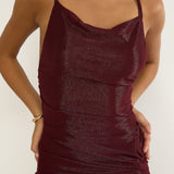 Oralia Criss-Cross Back Maxi Dress Burgundy