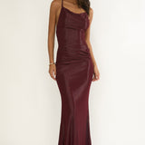 Oralia Criss-Cross Back Maxi Dress Burgundy