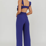 Kiss Me Sleeveless Ruffle Jumpsuit Blue