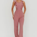 Kiss Me Sleeveless Ruffle Jumpsuit Pink