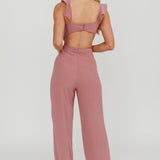 Kiss Me Sleeveless Ruffle Jumpsuit Pink