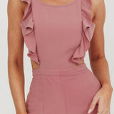Kiss Me Sleeveless Ruffle Jumpsuit Pink