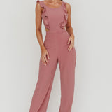 Kiss Me Sleeveless Ruffle Jumpsuit Pink