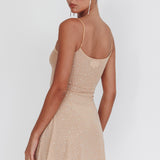 Moon Walker Sheer Rhinestone Mini Dress Nude
