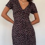 Field Trip Button Front Mini Dress Black Floral