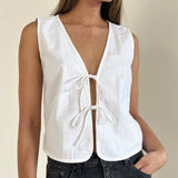Nuvo Tie Front Vest Top White