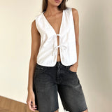 Nuvo Tie Front Vest Top White
