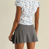 Adrian Puff Cap Sleeve Top Blue Floral