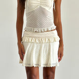 Gastri Mini Skirt In Ivory Polka Flock