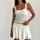 Gastri Mini Skirt In Ivory Polka Flock