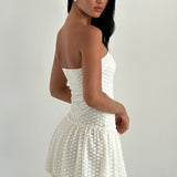 Mistee Bandeau Bubble Hem Mini Dress Lace Ivory