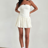 Mistee Bandeau Bubble Hem Mini Dress Lace Ivory