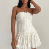 Mistee Bandeau Bubble Hem Mini Dress Lace Ivory