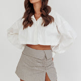Rori Drop Shoulder Crop Top Off White